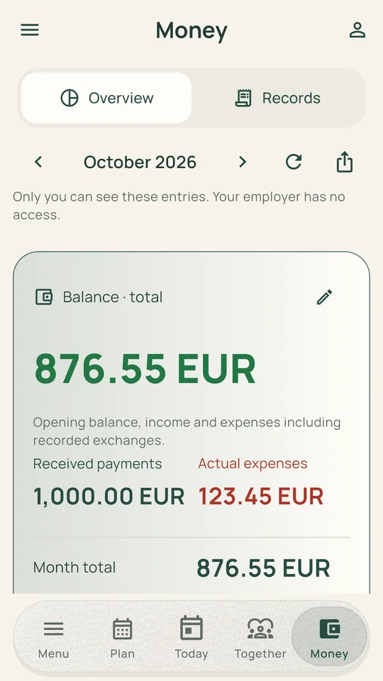 Your money, by currency — Weplano, English